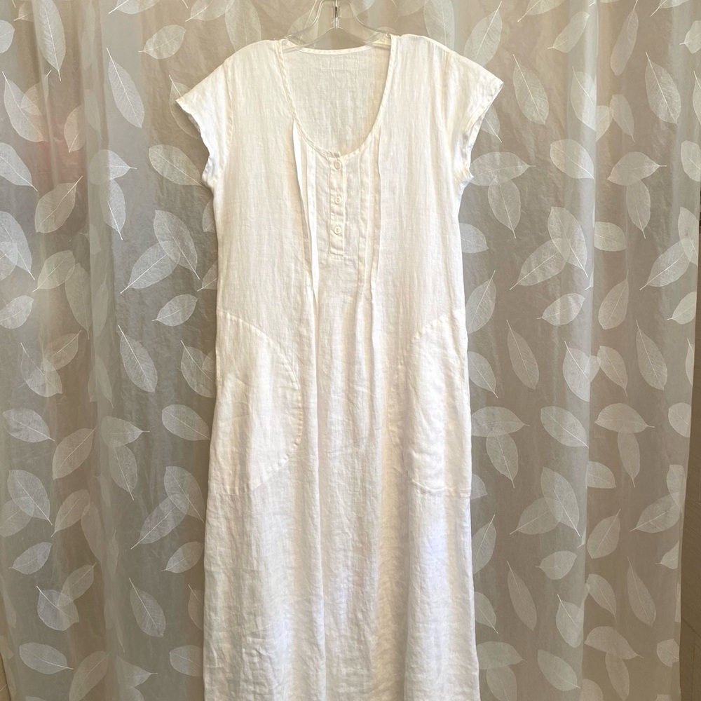 Flax white linen maxi dress